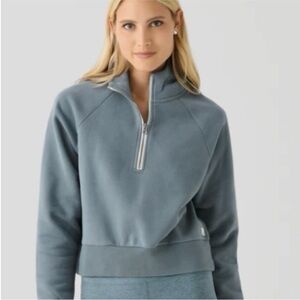 Vuori Restore Hoodie/  Half-zip in smoke blue